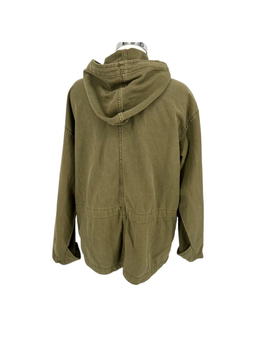 Free People Arya Utility Jacket Olive Green Cotton Button-Up Hooded Size XS - Picture 6 of 12